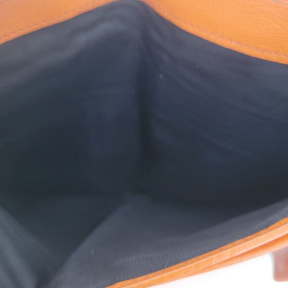 PRADA Orange Leather Logo Button Wallet Medium Envelope Folding Unisex - Picture 8 of 15